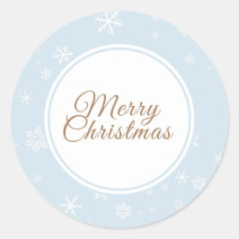 Kerstsneeuwvlokken Prettig Kerstfeest Blauwe Feest Ronde Sticker