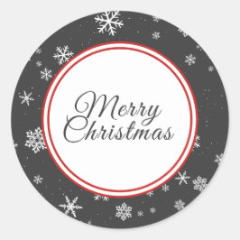 Kerstsneeuwvlokken Prettig Kerstfeest Grijs Vakant Ronde Sticker