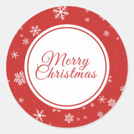 Kerstsneeuwvlokken Prettig Kerstfeest Rood Feestda Ronde Sticker
