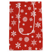 Kerstsneeuwvlokken rode en witte tas medium cadeauzakje (Achterkant)