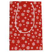 Kerstsneeuwvlokken rode en witte tas medium cadeauzakje (Voorkant)