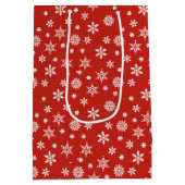 Kerstsneeuwvlokken rode en witte tas medium cadeauzakje (Achterkant)