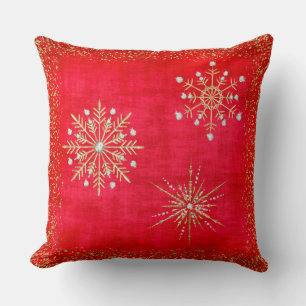 Kerstsneeuwvlokken Rood en Glitter Kussen