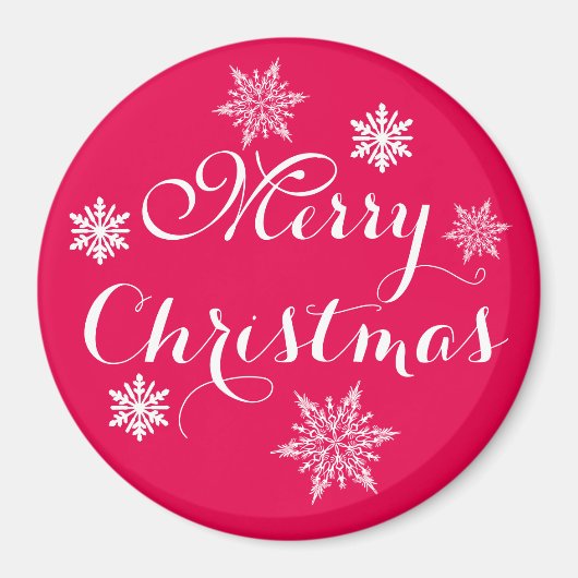 Kerstsneeuwvlokken Rood Magnet (Voorkant)