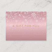 Kerstsneeuwvlokken Roze Gouden Cadeaubon Kortingskaartje (Voorkant)