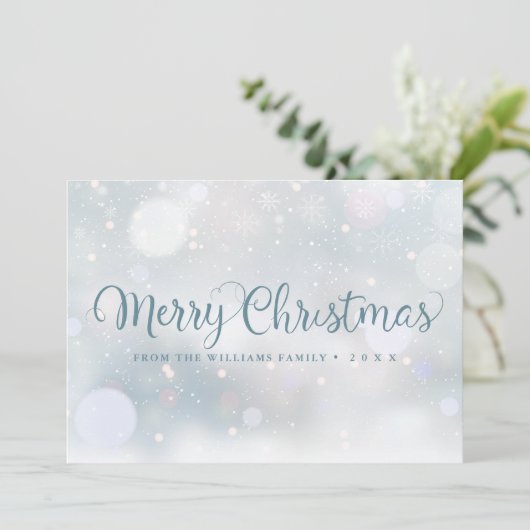  Kerstsneeuwvlokken Script Prettig Kerstfeest  Feestdagenkaart (Staand voorkant)