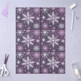 Kerstsneeuwvlokken Sneeuw Paars Wit Decoupage Tissuepapier