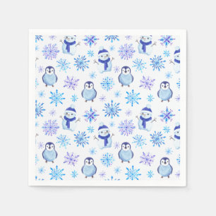Kerstsneeuwvlokken, Sneeuwmannen en Pinguïns Servet