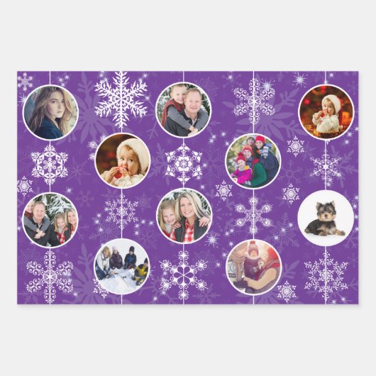 kerstsneeuwvlokken Tien favoriete familiefoto's Inpakpapier Vel (Voorkant 3)