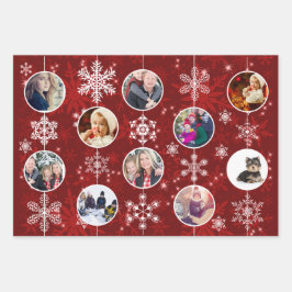kerstsneeuwvlokken Tien favoriete familiefoto's Inpakpapier Vel