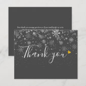 Kerstsneeuwvlokken Zakelijk Elegant Schrift Bedankkaart (Voorkant / Achterkant)