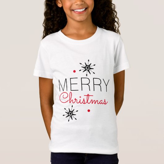 Kerstsneeuwvlokken zwart en rood T-shirt (Voorkant)