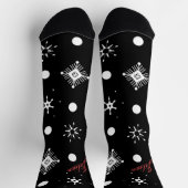 Kerstsneeuwvlokken Zwart wit script Naam Rood Sokken (Top)