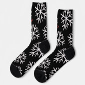 Kerstsneeuwvlokken Zwarte Witte Script Naam Sokken (Links)