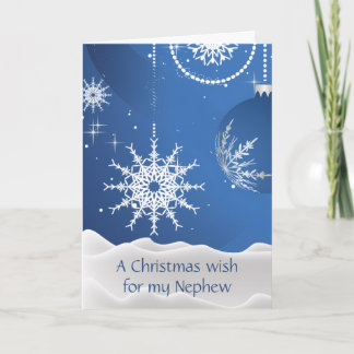 Kerstsneeuwvlokkenkaart voor neef kaart