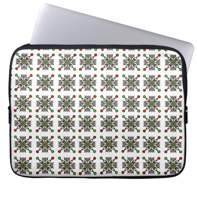 Kerstsneeuwvlokmandala Laptop Sleeve (Voorkant)