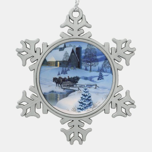 Kerstsneeuwvlokornament Tin Sneeuwvlok Ornament (Voorkant)