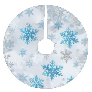 Kerstsneeuwvlokpatroon Blauw en Wit Kerstboom Rok