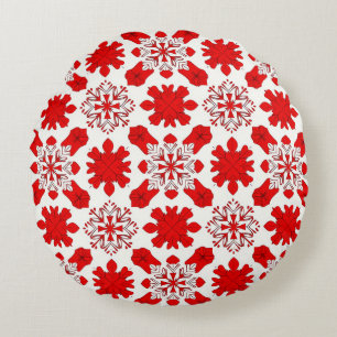 Kerstsneeuwvlokpatroon voor wintergeschenken rond kussen