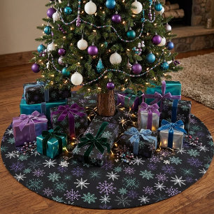 Kerstsneeuwvlokpatroon Zwart Paars Mint Teal Kerstboom Rok