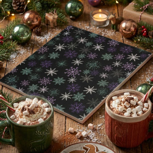 Kerstsneeuwvlokpatroon Zwart Paars Mint Teal Tegeltje