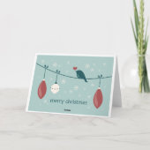 Kerstsneeuwvogel met siervoorwerpen feestdagen kaart (Achterkant)