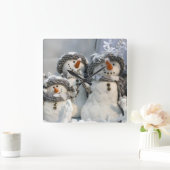 Kerstsneeuwwandklok Vierkante Klok (Huis)