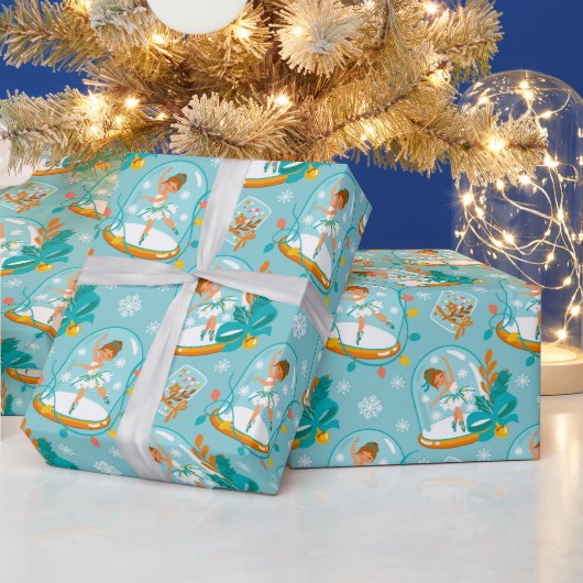 kerstsneeuwWereldbol Ballerina Cadeaupapier (Feestdagen)