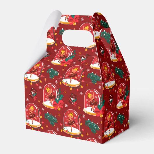kerstsneeuwWereldbol Ballerina Favor Box Bedankdoosjes (Voorkant Zijde)