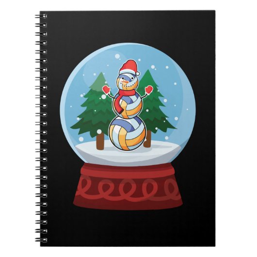 kerstsneeuwWereldbol Volleyball Snowman Notitieboek (Voorkant)