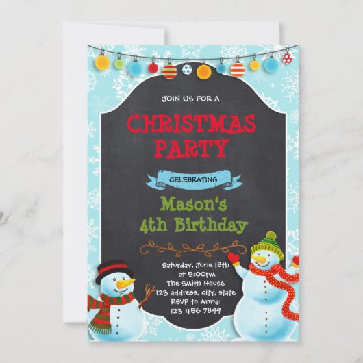 Kerstsneeuwwinteruitnodiging Kaart (Voorkant)