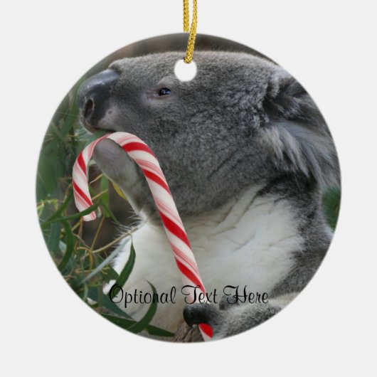 Kerstsnoe Cane Koala Keramisch Ornament (Voorkant)