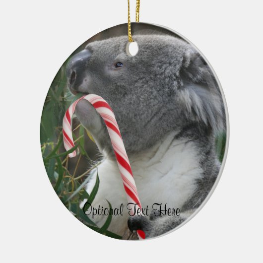 Kerstsnoe Cane Koala Keramisch Ornament (Links)