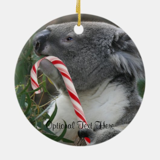 Kerstsnoe Cane Koala Keramisch Ornament (Achterkant)