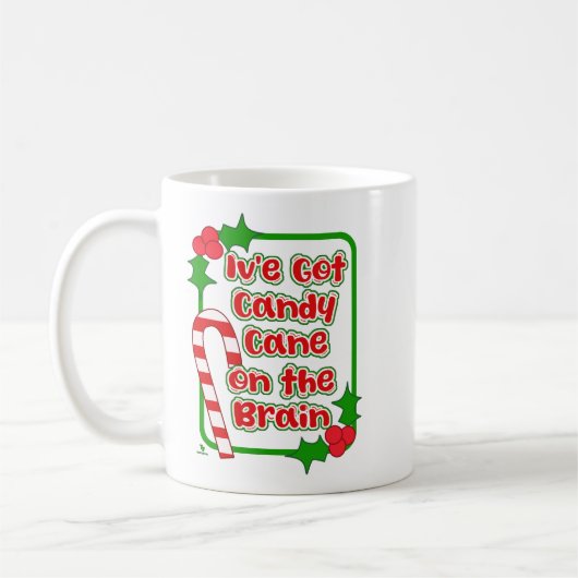 Kerstsnoep Cane op Brain Holiday Joy Koffiemok (Links)