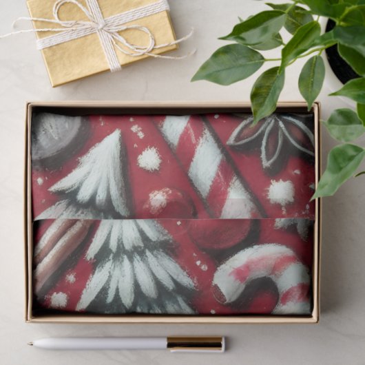 Kerstsnoep Cane Tree Cadeaus Red Decoupage Tissuepapier (Geschenk)