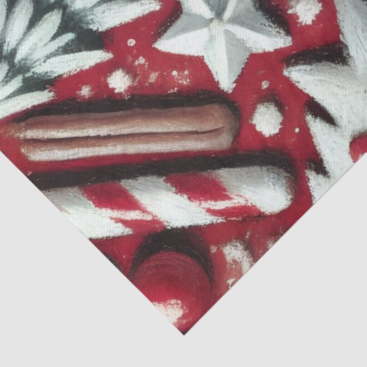 Kerstsnoep Cane Tree Cadeaus Red Decoupage Tissuepapier (Detail)