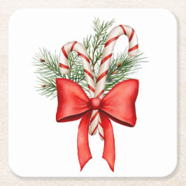 Kerstsnoep Cane Winter Cocktail Servet Kartonnen Onderzetters