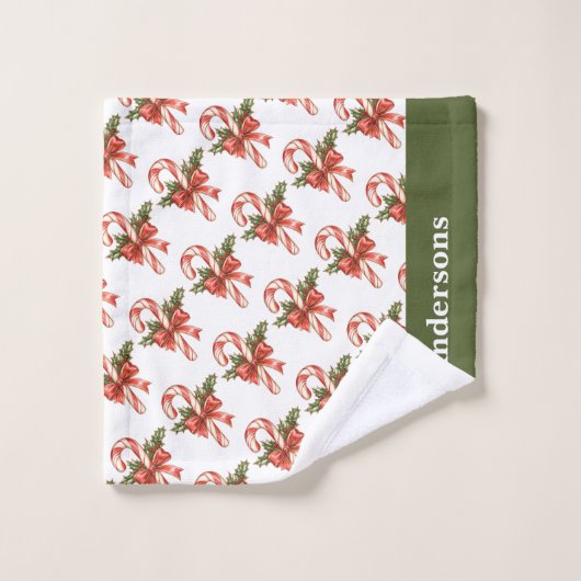 Kerstsnoep Canes Badhanddoek Set Bad Handdoek (Wasdoekje)