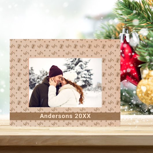 Kerstsnoep Canes & Cadeaus Patroon Naam 7x5 Gegraveerde Lijstjes