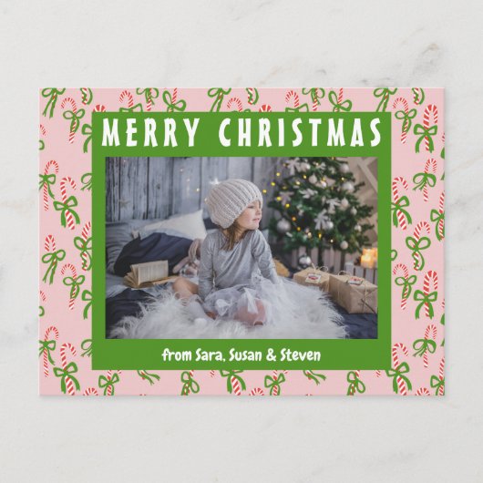 Kerstsnoep Canes Kerstvakantie CUSTOM Foto Briefkaart (Voorkant)