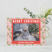 Kerstsnoep Canes Kerstvakantie CUSTOM Foto Feestdagenkaart (Staand voorkant)