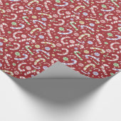 Kerstsnoep Canes op rood Cadeaupapier (Hoek)