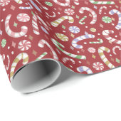 Kerstsnoep Canes op rood Cadeaupapier (Rol Hoek)