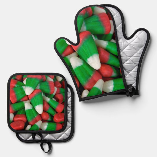 kerstsnoep Corn Ovenwant & Pannenlap Set (Voorkant / Achterkant)