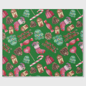 Kerstsnoep en -decoraties Groen Cadeaupapier (Vlak)