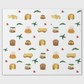 kerstsnoep en maîtletoe cadeaupapier (Vlak)