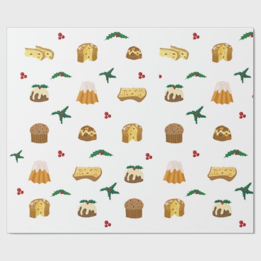 kerstsnoep en maîtletoe cadeaupapier (Vlak)