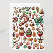 Kerstsnoep en zoete lekkernijen clipart  feestdagenkaart (Voorkant / Achterkant)