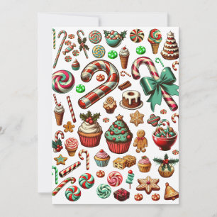 Kerstsnoep en zoete lekkernijen clipart  feestdagenkaart